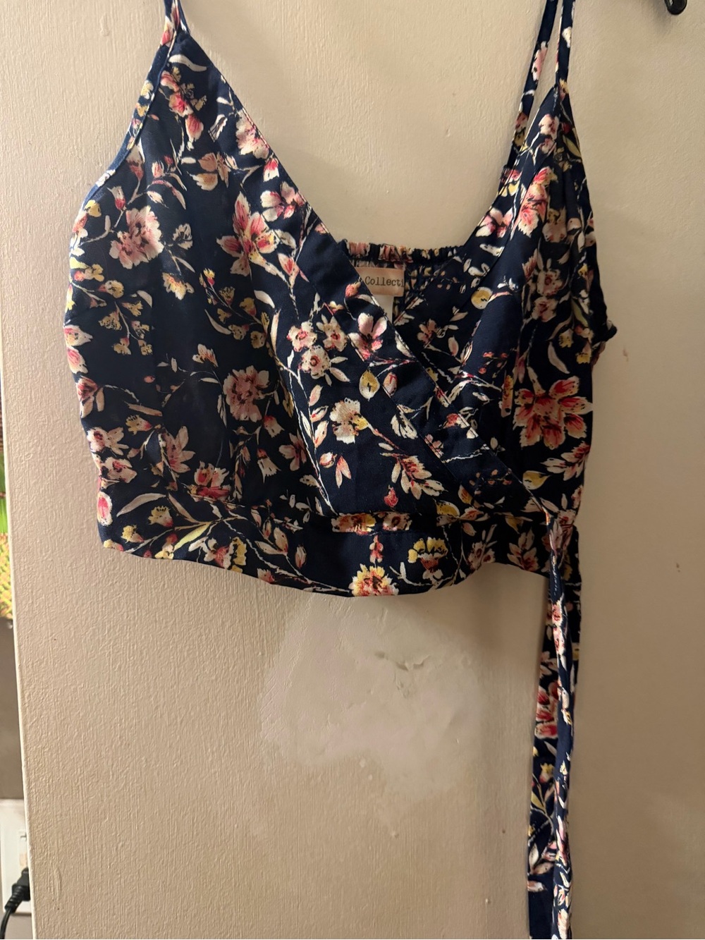 Floral Wrap Crop Top - Navy Floral